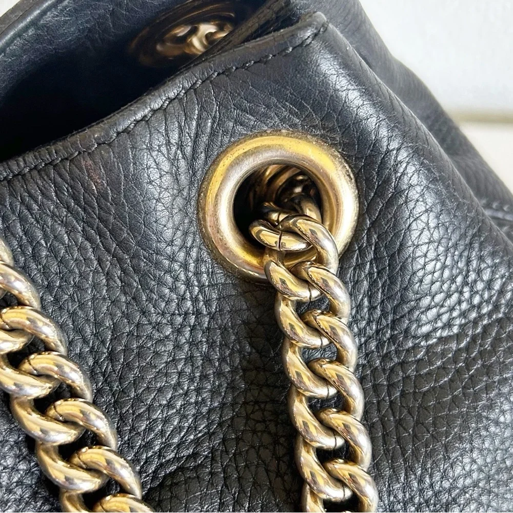 Gucci Soho Chain Shoulder Bag Black Pebbled Leather - Picture 8 of 16